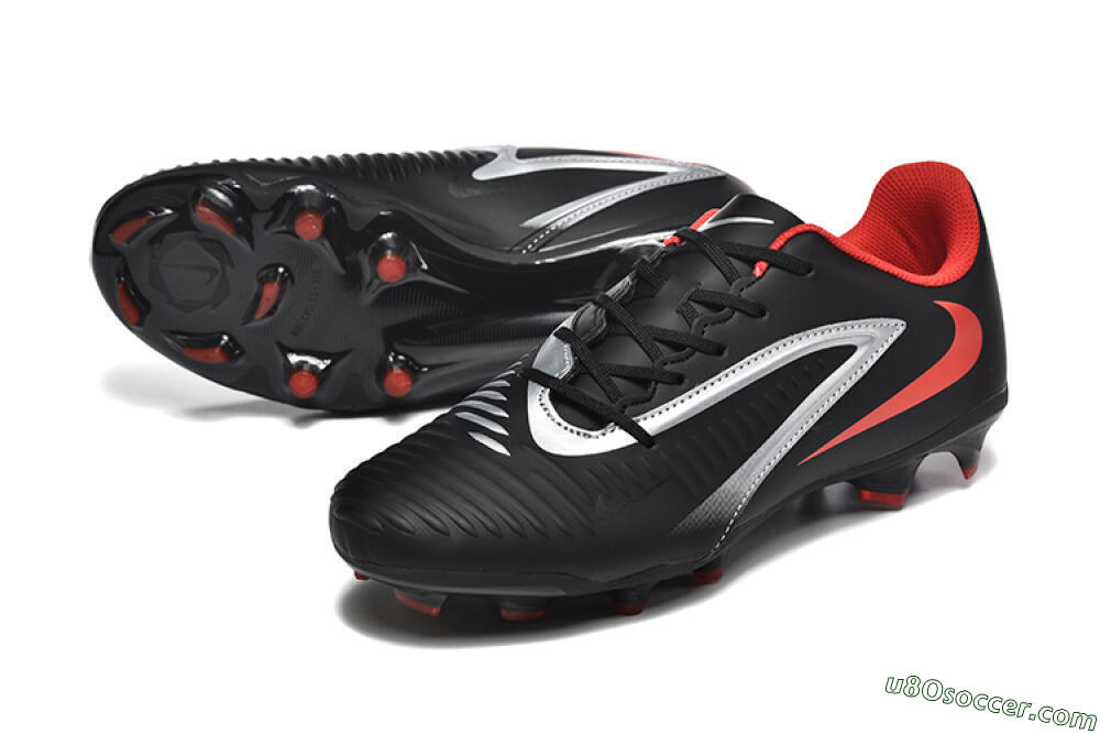 Nike Phantom 6 Elite FG Firm Ground Soccer Cleats - Black/Silver/Red 3