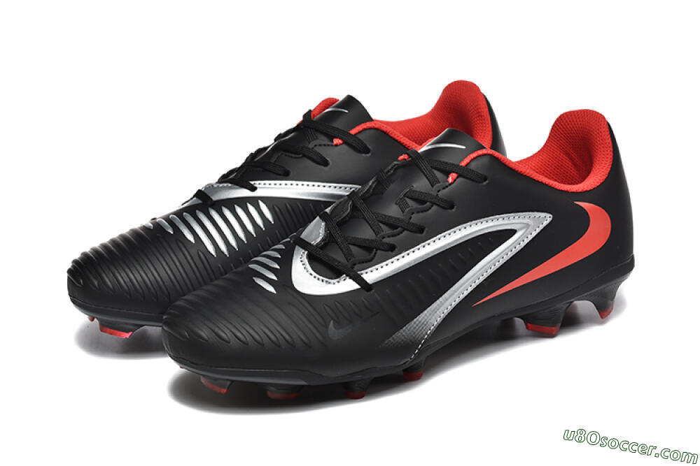 Nike Phantom 6 Elite FG Firm Ground Soccer Cleats - Black/Silver/Red 5