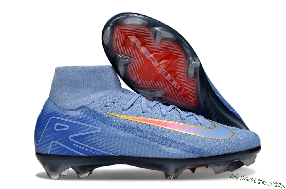 Nike Air Zoom Mercurial Superfly 10 Elite FG Firm Ground Soccer Cleats - Blue/Pink/Gold 1