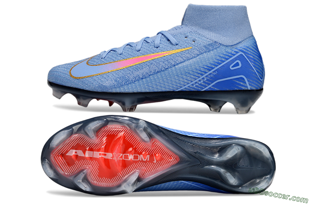 Nike Air Zoom Mercurial Superfly 10 Elite FG Firm Ground Soccer Cleats - Blue/Pink/Gold 0