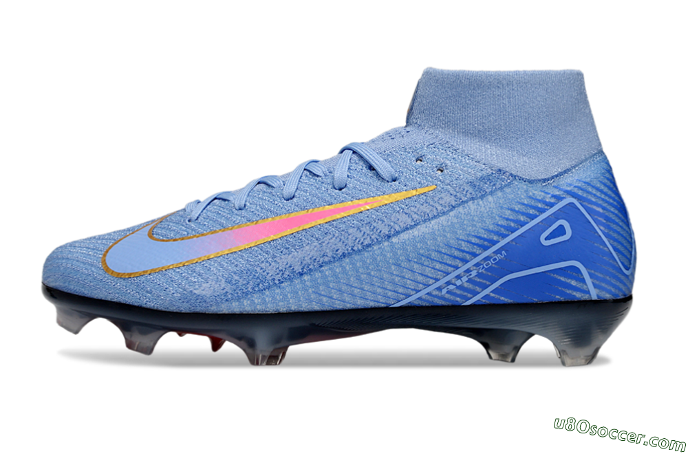 Nike Air Zoom Mercurial Superfly 10 Elite FG Firm Ground Soccer Cleats - Blue/Pink/Gold 2
