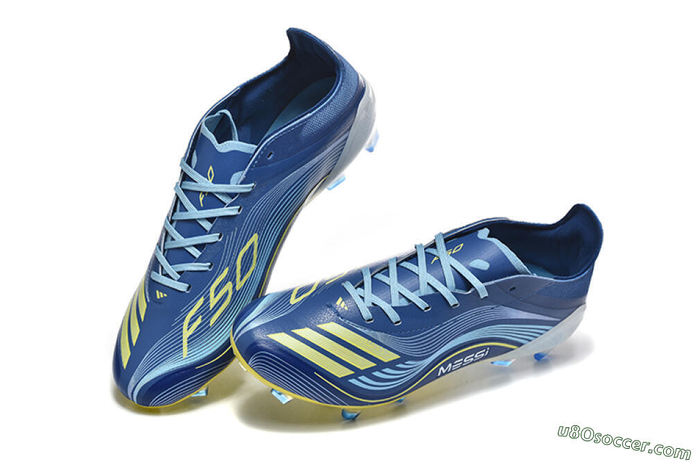 Messi x Adidas F50 Elite FG Firm Ground Soccer Cleats - Blue/Jade/Yellow 6