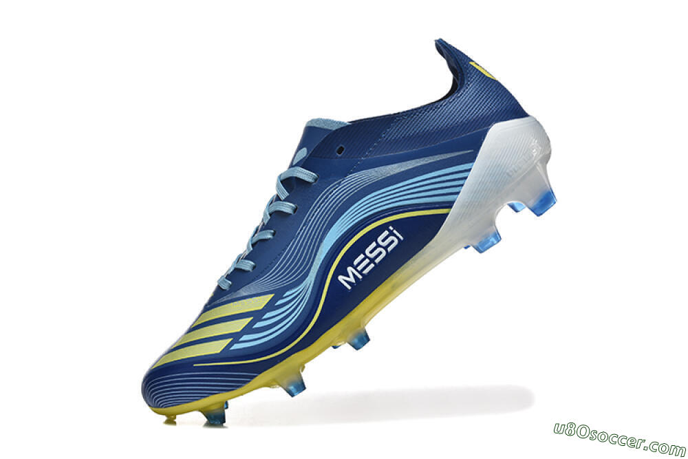 Messi x Adidas F50 Elite FG Firm Ground Soccer Cleats - Blue/Jade/Yellow 8