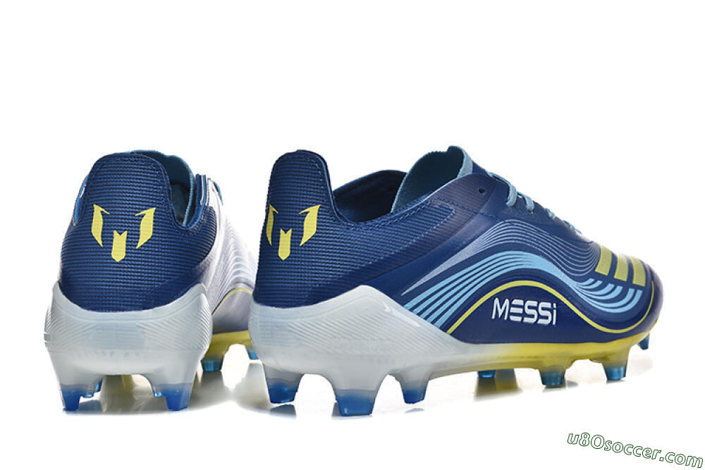 Messi x Adidas F50 Elite FG Firm Ground Soccer Cleats - Blue/Jade/Yellow 9