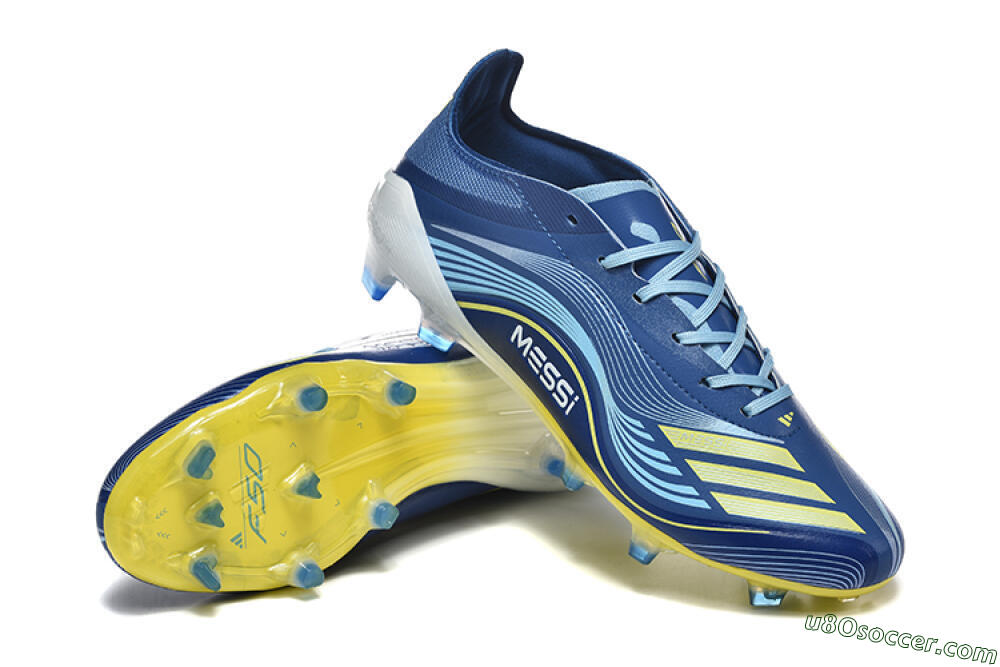 Messi x Adidas F50 Elite FG Firm Ground Soccer Cleats - Blue/Jade/Yellow 4