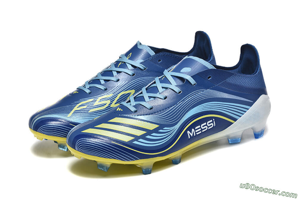 Messi x Adidas F50 Elite FG Firm Ground Soccer Cleats - Blue/Jade/Yellow 5