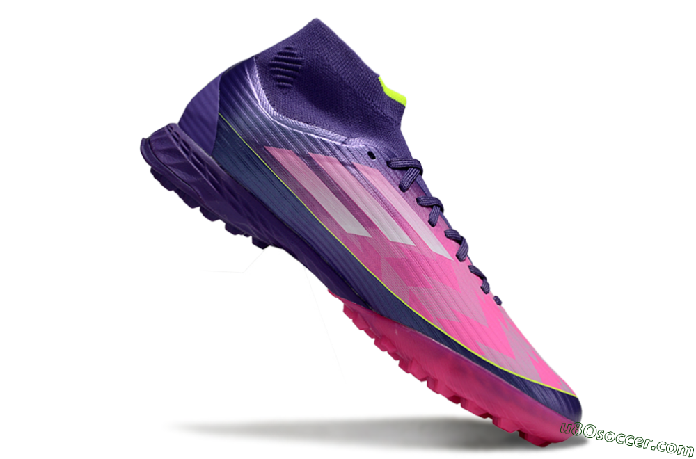 Adidas F50+ Elite Mid TF Artificial Turf Soccer Shoes - Pink/Yellow/Purple 4