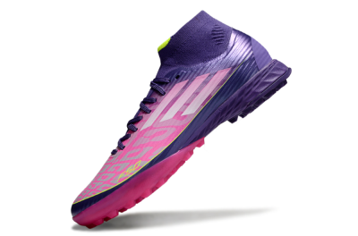 Adidas F50+ Elite Mid TF Artificial Turf Soccer Shoes - Pink/Yellow/Purple