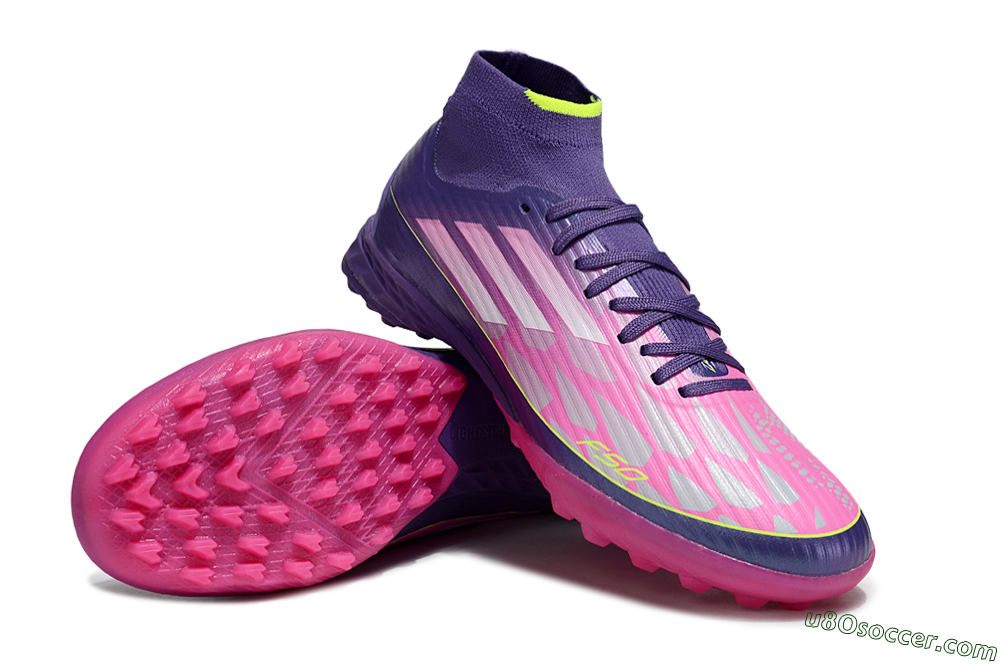 Adidas F50+ Elite Mid TF Artificial Turf Soccer Shoes - Pink/Yellow/Purple 3