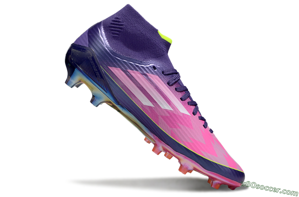 Adidas F50+ Elite Mid FG Firm Ground Soccer Cleats - Pink/Yellow/Purple 4