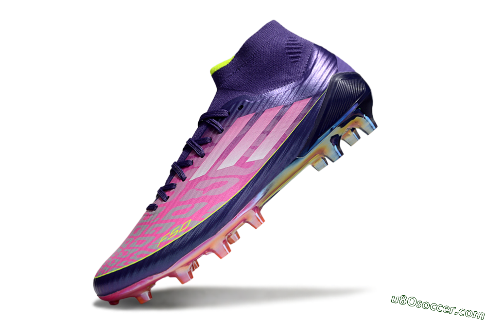 Adidas F50+ Elite Mid FG Firm Ground Soccer Cleats - Pink/Yellow/Purple 5
