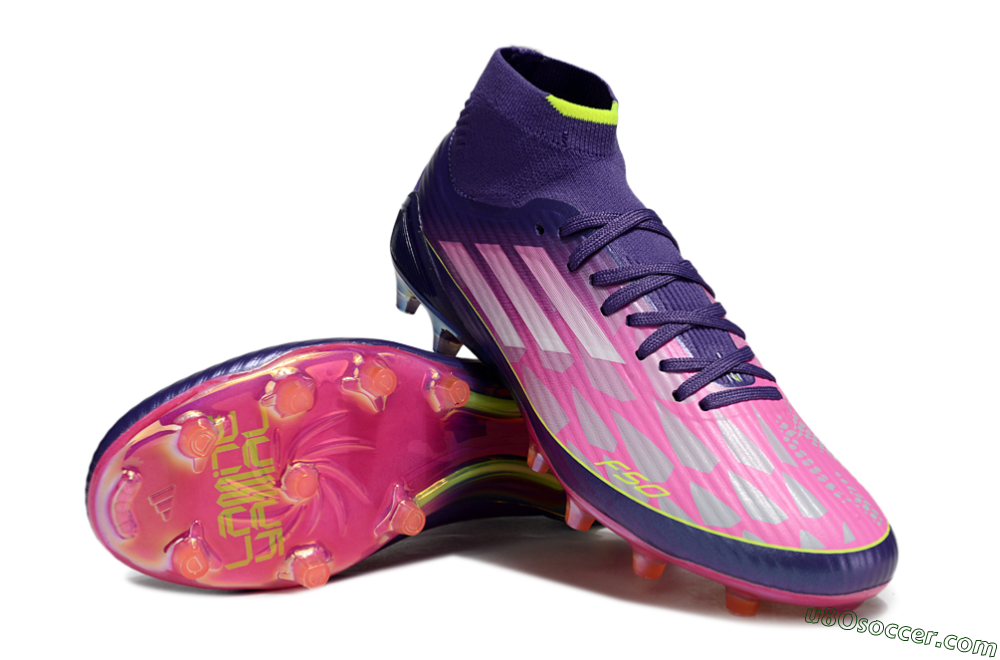 Adidas F50+ Elite Mid FG Firm Ground Soccer Cleats - Pink/Yellow/Purple 3