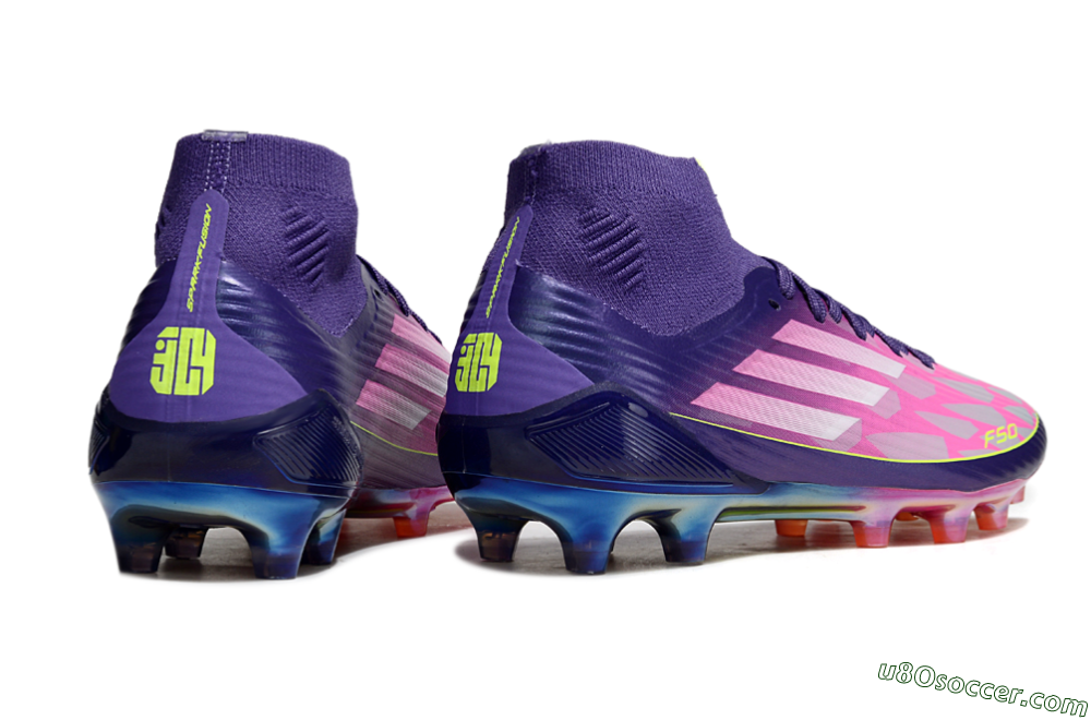 Adidas F50+ Elite Mid FG Firm Ground Soccer Cleats - Pink/Yellow/Purple 6