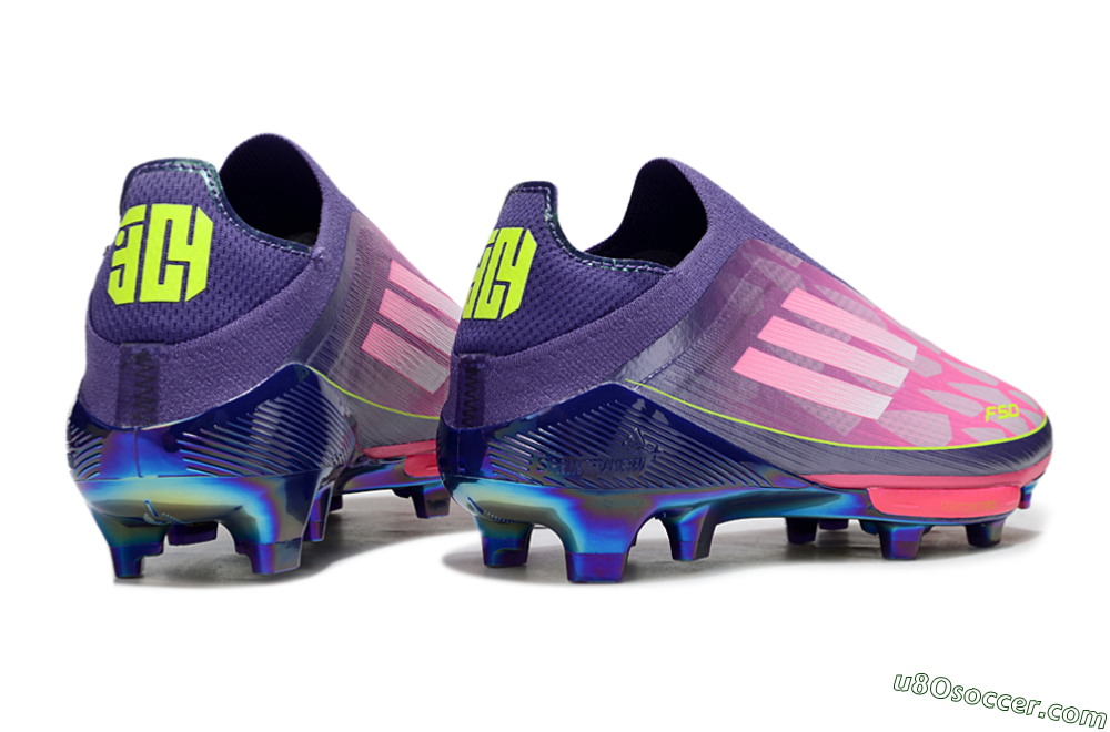Adidas F50+ Lightstrike Pro Laceless FG Firm Ground Soccer Cleats - Pink/Yellow/Purple 6