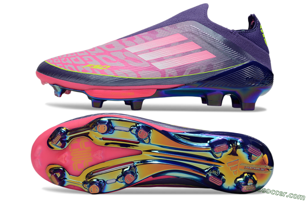 Adidas F50+ Lightstrike Pro Laceless FG Firm Ground Soccer Cleats - Pink/Yellow/Purple 0