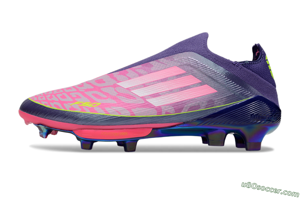 Adidas F50+ Lightstrike Pro Laceless FG Firm Ground Soccer Cleats - Pink/Yellow/Purple 2