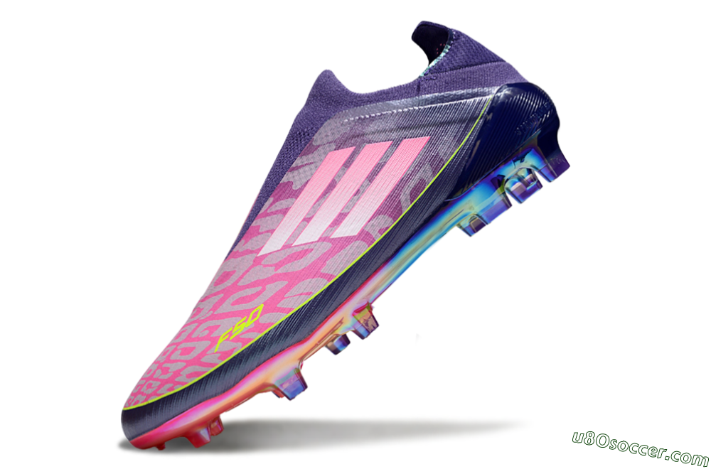 Adidas F50+ Elite Laceless FG Firm Ground Soccer Cleats - Pink/Yellow/Purple 5