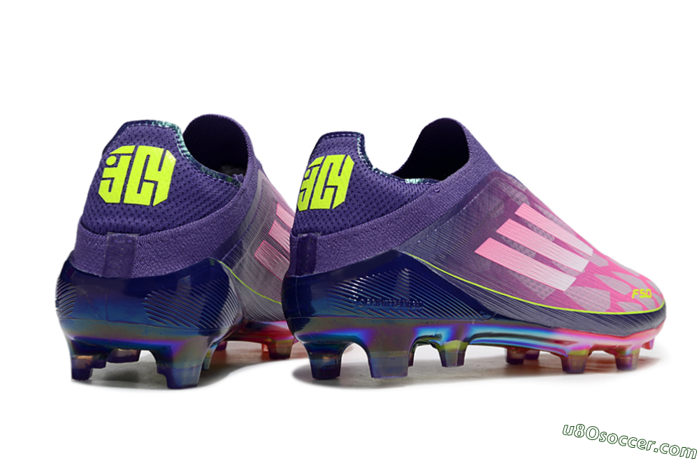 Adidas F50+ Elite Laceless FG Firm Ground Soccer Cleats - Pink/Yellow/Purple 6