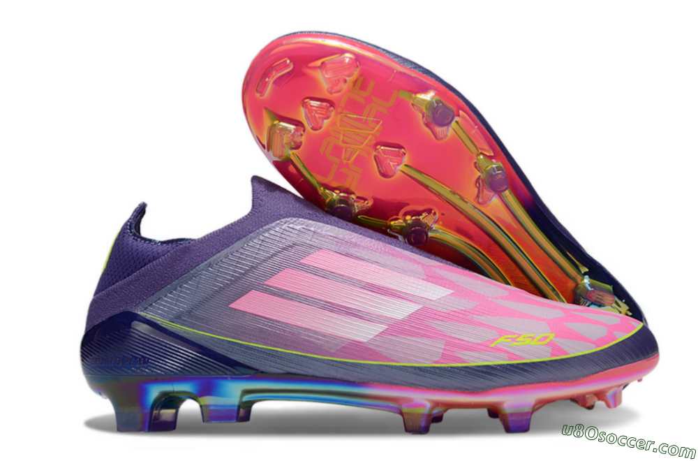 Adidas F50+ Elite Laceless FG Firm Ground Soccer Cleats - Pink/Yellow/Purple 1