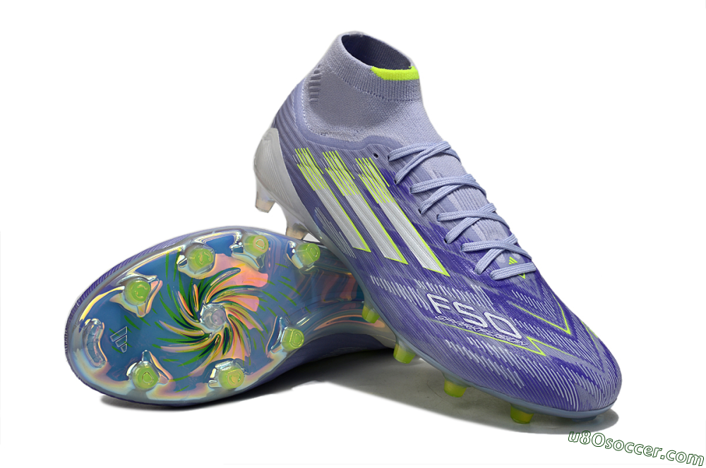 Adidas F50+ Elite Mid FG Firm Ground Soccer Cleats - Blue/Silver/Yellow 3
