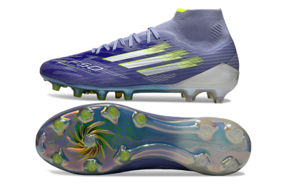 Adidas F50+ Elite Mid FG Firm Ground Soccer Cleats - Blue/Silver/Yellow