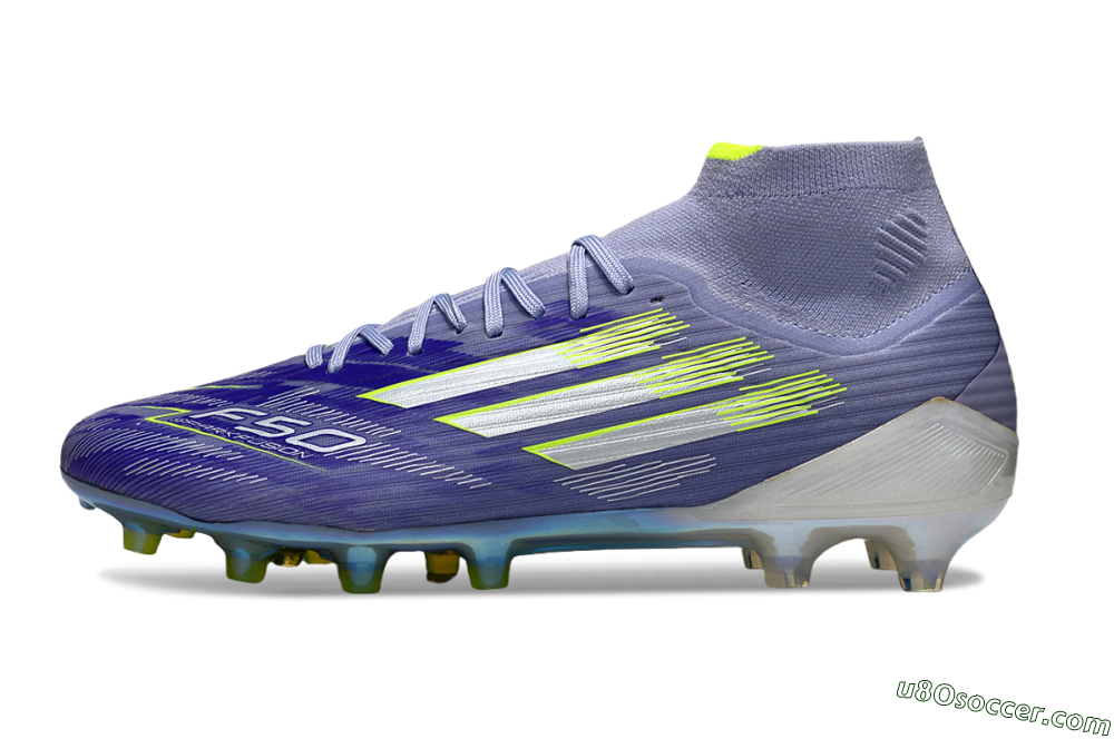Adidas F50+ Elite Mid FG Firm Ground Soccer Cleats - Blue/Silver/Yellow 2