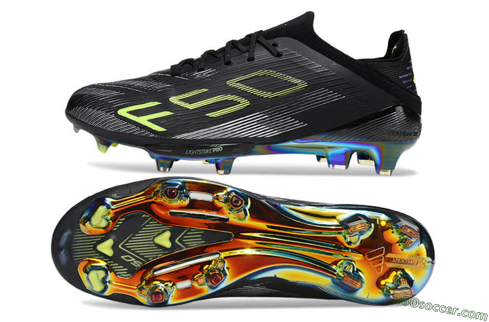 Adidas F50+ Lightstrike Pro FG Firm Ground Soccer Cleats - Black/Silver/Yellow 0