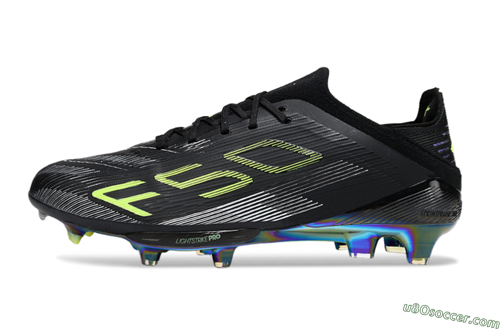 Adidas F50+ Lightstrike Pro FG Firm Ground Soccer Cleats - Black/Silver/Yellow 2