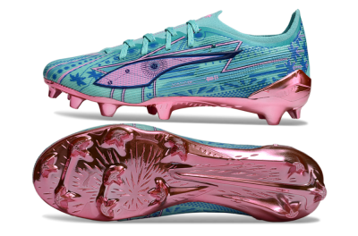 Puma Ultra Ultimate FG Firm Ground Soccer Cleats - Jade/Blue/Pink