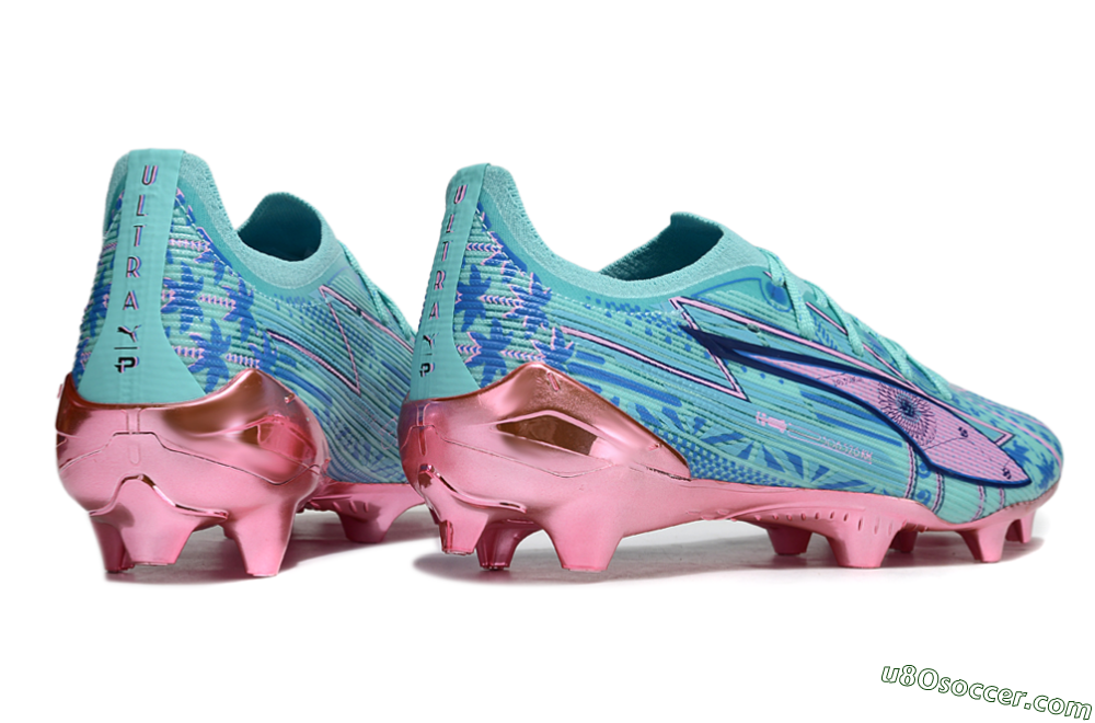 Puma Ultra Ultimate FG Firm Ground Soccer Cleats - Jade/Blue/Pink 6