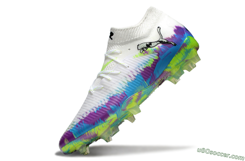 Puma Future 8 Ultimate FG Firm Ground Soccer Cleats - White/Blue/Yellow 5