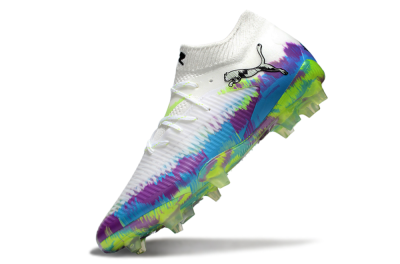 Puma Future 8 Ultimate FG Firm Ground Soccer Cleats - White/Blue/Yellow