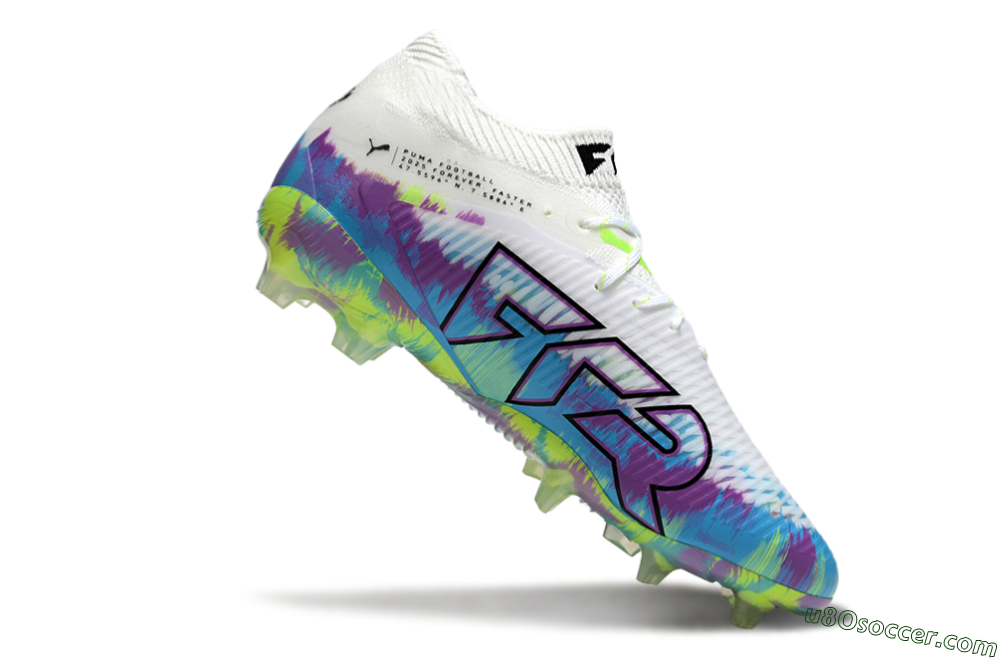 Puma Future 8 Ultimate FG Firm Ground Soccer Cleats - White/Blue/Yellow 4