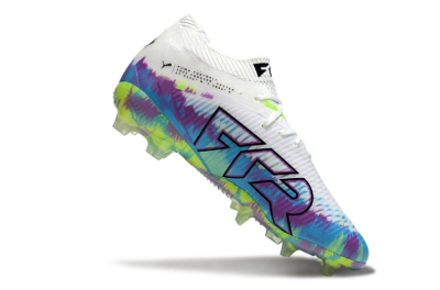 Puma Future 8 Ultimate FG Firm Ground Soccer Cleats - White/Blue/Yellow