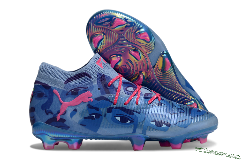 Puma Future 8 Ultimate FG Firm Ground Soccer Cleats - Blue/Pink/Gold 1
