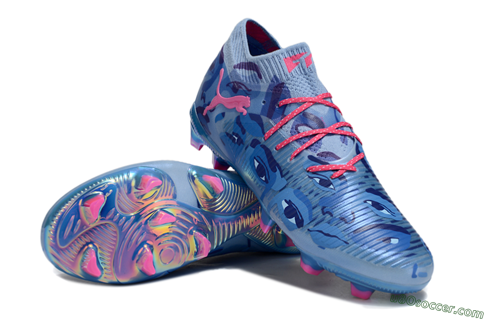 Puma Future 8 Ultimate FG Firm Ground Soccer Cleats - Blue/Pink/Gold 3