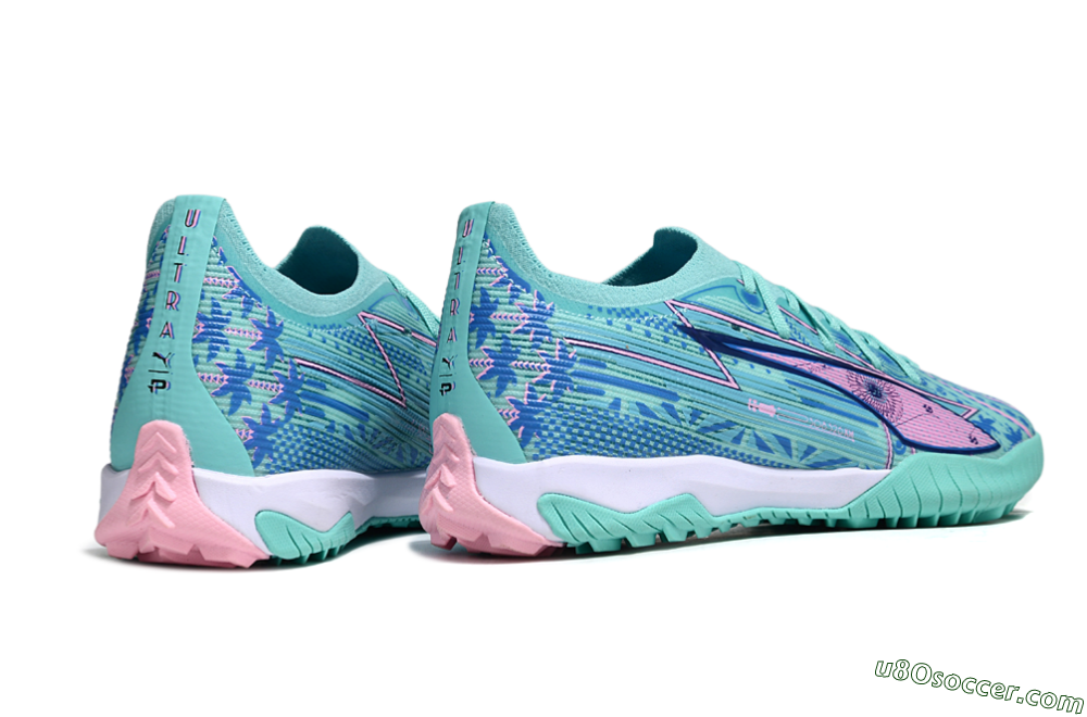 Puma Ultra Ultimate TF Artificial Turf Soccer Shoes - Jade/Blue/Pink 6