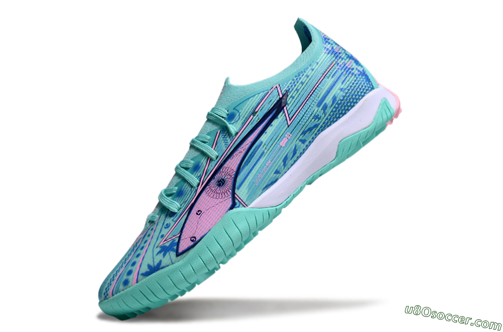 Puma Ultra Ultimate TF Artificial Turf Soccer Shoes - Jade/Blue/Pink 5