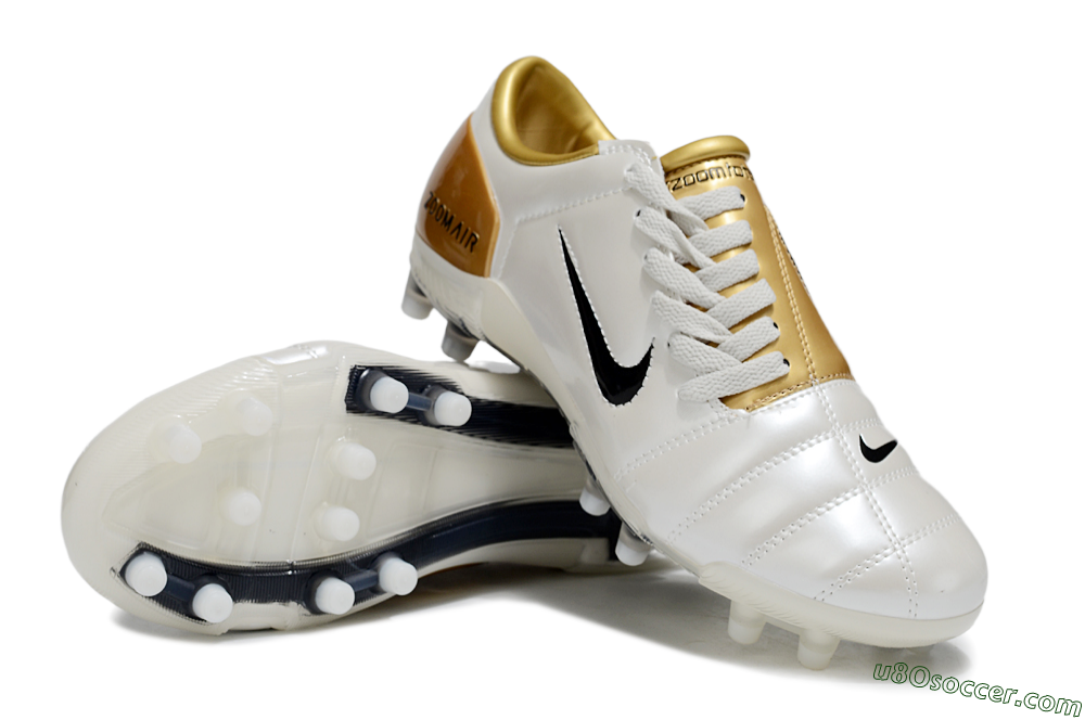 Nike Air Zoom Total 90 III FG Firm Ground Soccer Cleats - White/Black/Gold 3