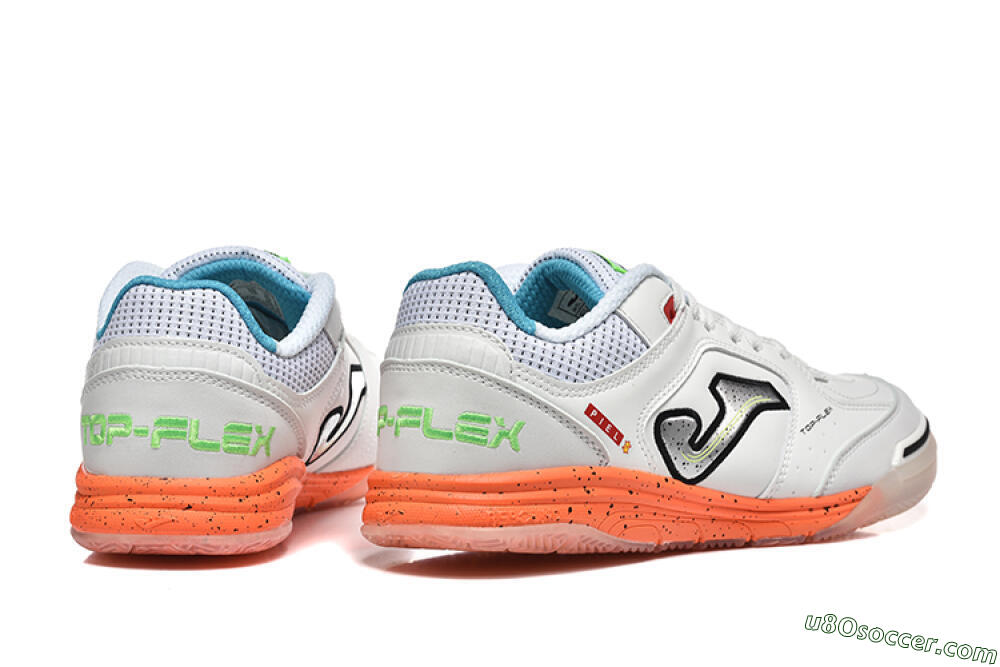 Joma Top Flex IC Indoor & Futsal Soccer Shoes - White/Silver/Red 9