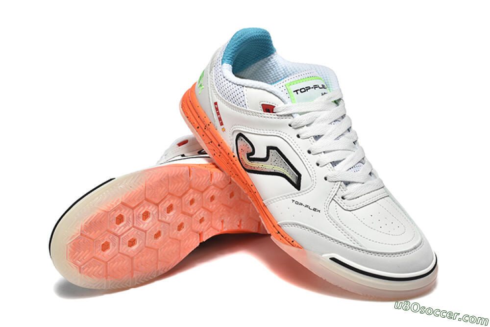 Joma Top Flex IC Indoor & Futsal Soccer Shoes - White/Silver/Red 4