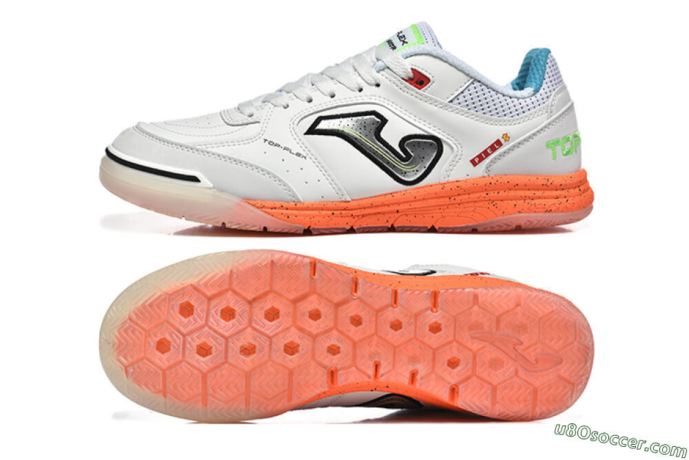 Joma Top Flex IC Indoor & Futsal Soccer Shoes - White/Silver/Red 0