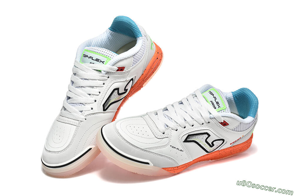 Joma Top Flex IC Indoor & Futsal Soccer Shoes - White/Silver/Red 6