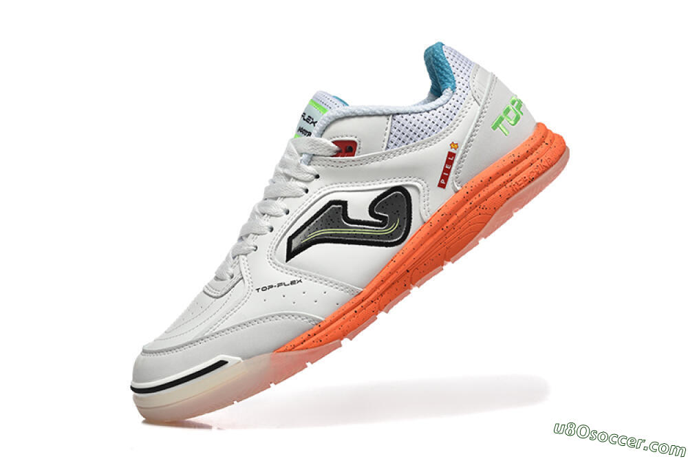 Joma Top Flex IC Indoor & Futsal Soccer Shoes - White/Silver/Red 8
