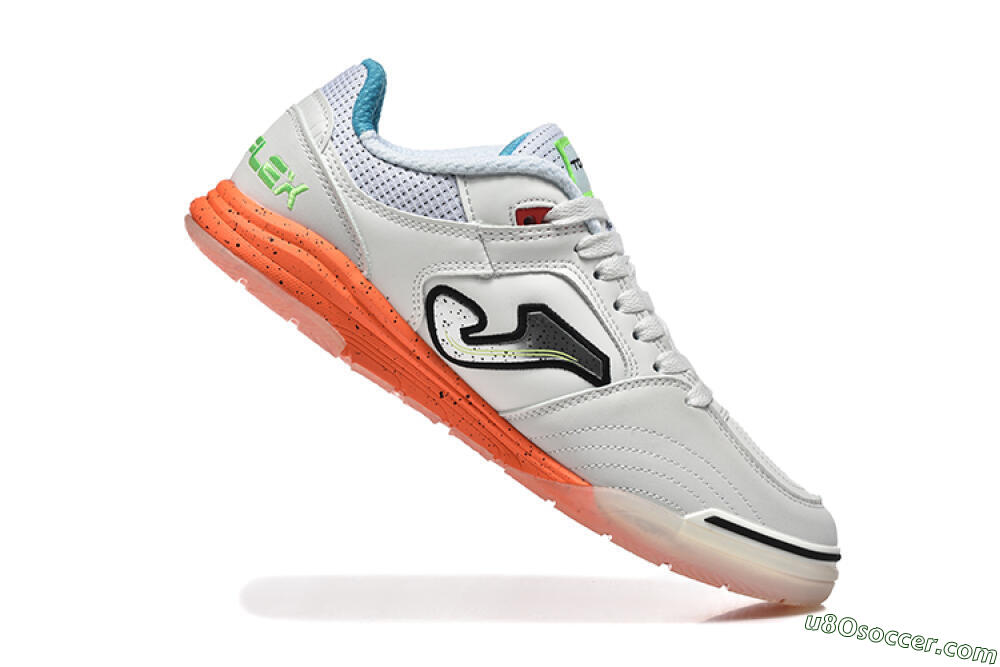 Joma Top Flex IC Indoor & Futsal Soccer Shoes - White/Silver/Red 7