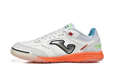 Joma Top Flex IC Indoor & Futsal Soccer Shoes - White/Silver/Red