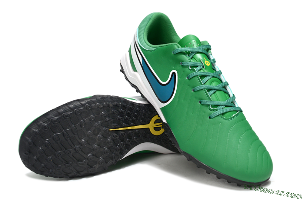 Nike Tiempo Legend 10 Elite TF Artificial Turf Soccer Shoes - Green/Blue/White 3