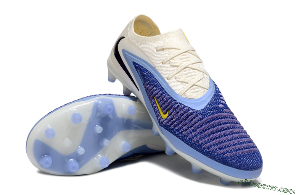 Nike Phantom 6 Elite Low FG Firm Ground Soccer Cleats - Blue/White/Yellow 3
