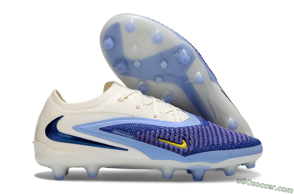 Nike Phantom 6 Elite Low FG Firm Ground Soccer Cleats - Blue/White/Yellow 1