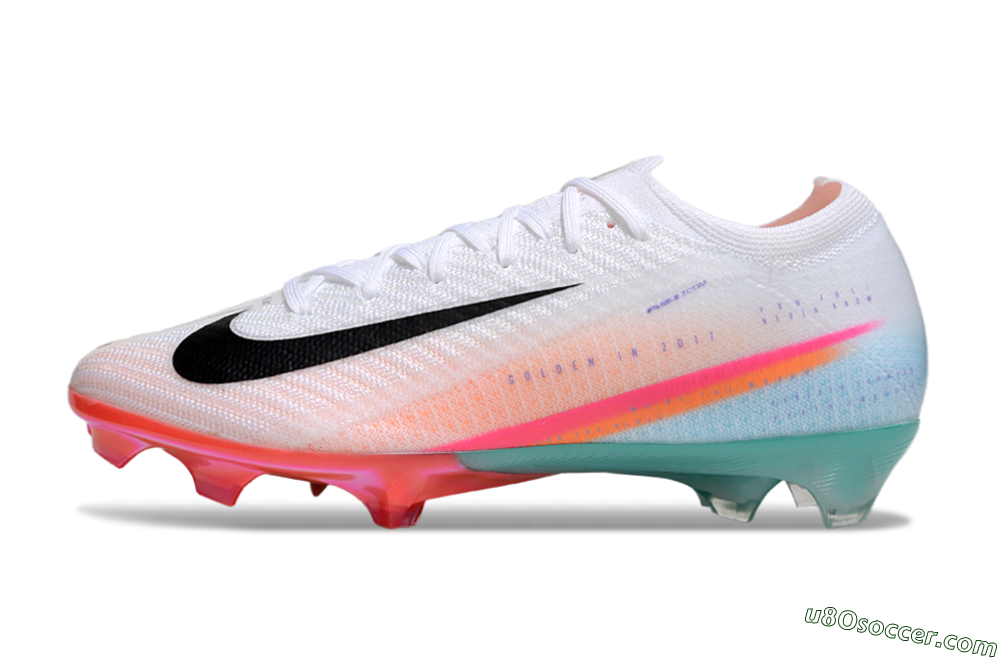 Nike Air Zoom Mercurial Vapor 16 Elite FG Firm Ground Soccer Cleats - White/Black/Pink/Jade 2